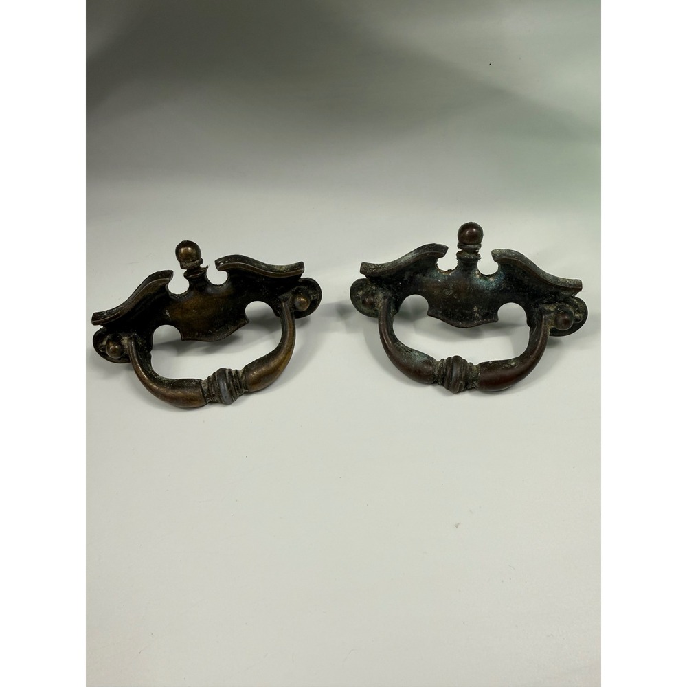 Vintage Brooklyn 1001 Brass Batwing Drawer Pulls Pair F-2741 Antique Hardware